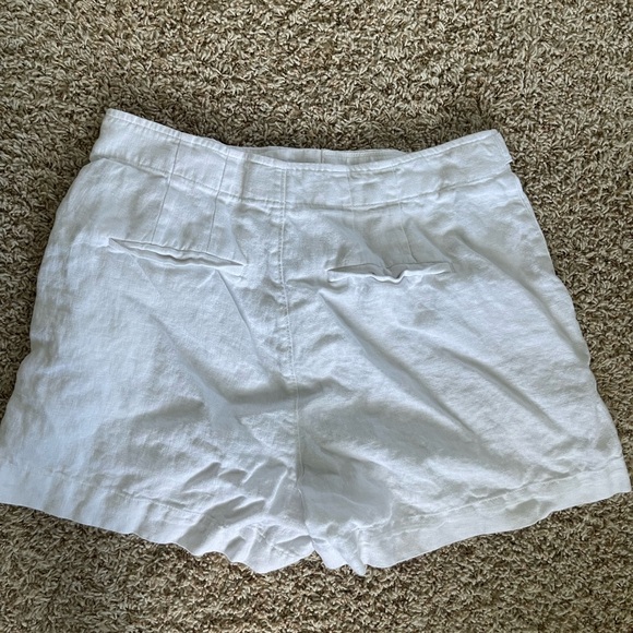 Madewell White Linen Classic Button Tab Shorts Size 12 - Picture 6 of 8